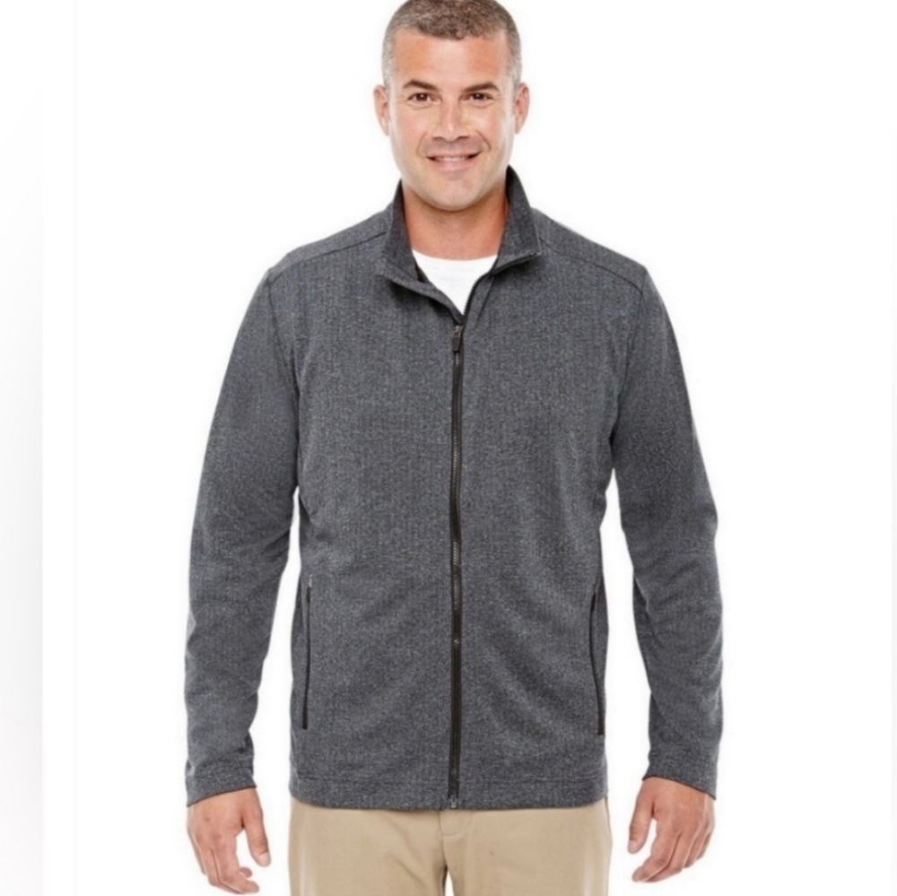 🆕Devon & Jones Men’s Herringbone Full Zip Jacket Dark Gray Heather